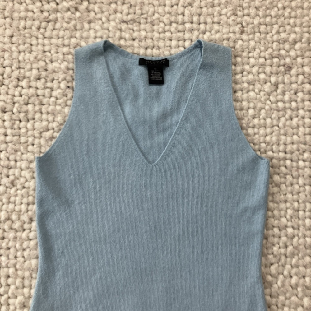 Y2K The Limited Ribbed Tank Top Deep V Blue Medium Preppy Academia‎ - Picture 3 of 10